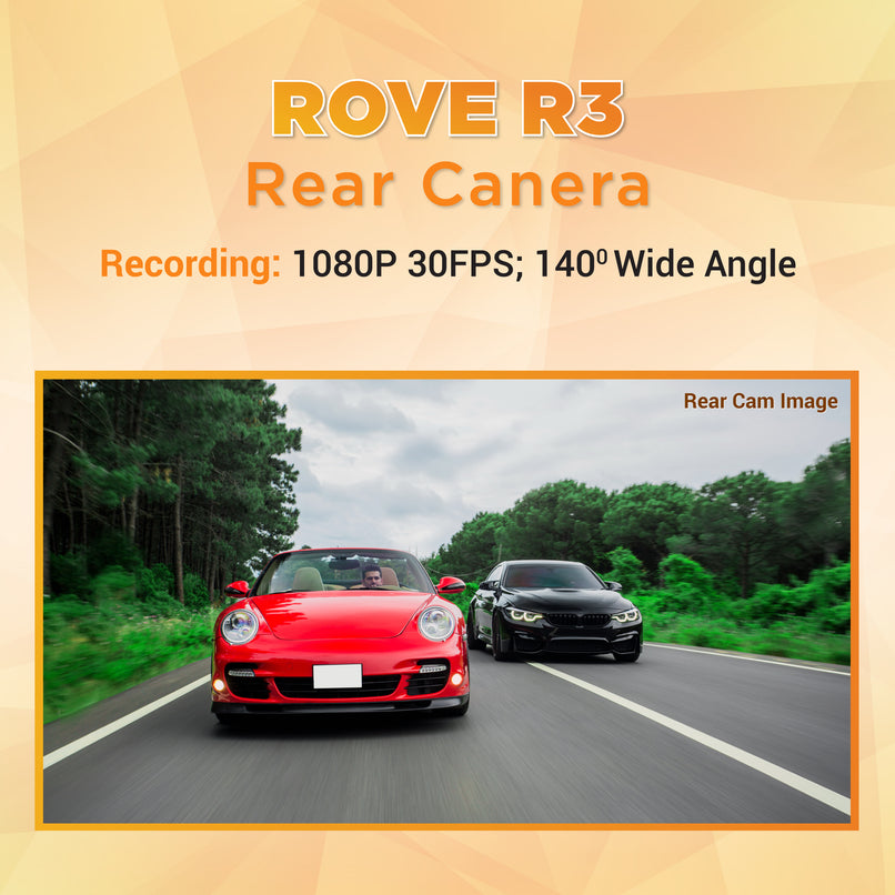 ROVE R3 Rear Cam, 180° Vertically Rotatable, 1080p full HD F1.8-140° Wide Angle and Night Vision enabled, Interior Rear Cam for Car, Truck, Mini RVs and Camper van