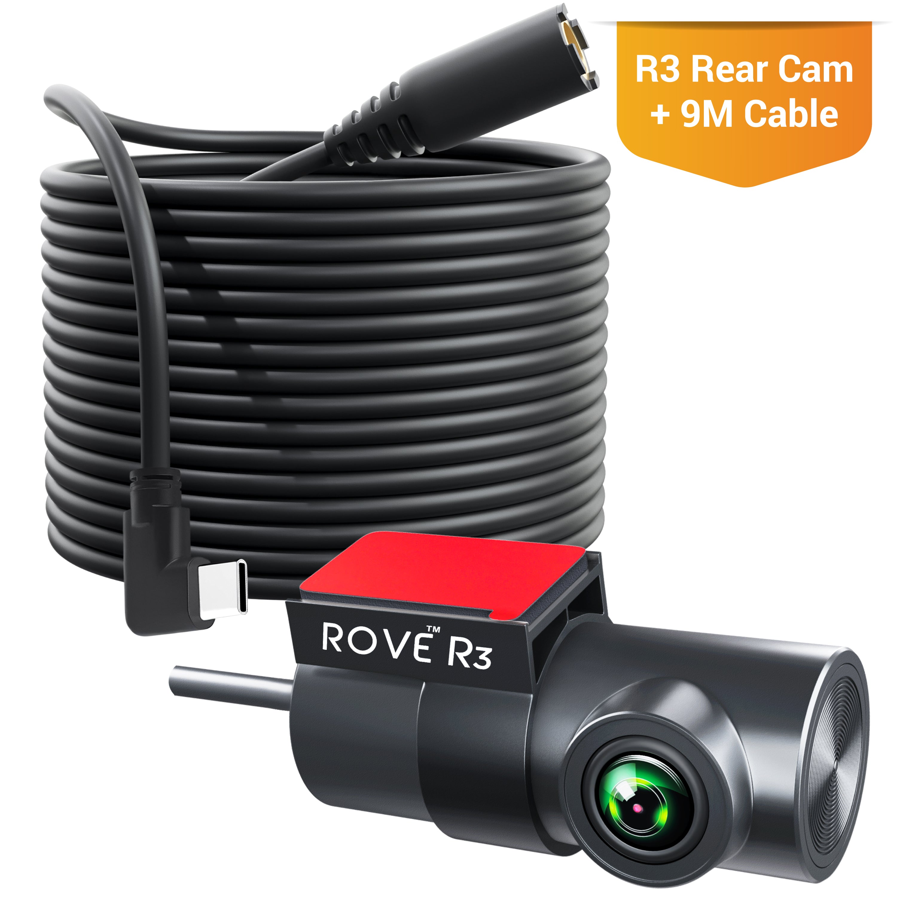 ROVE R3 Rear Cam, 180° Vertically Rotatable, 1080p full HD F1.8-140° Wide Angle and Night Vision enabled, Interior Rear Cam for Car, Truck, Mini RVs and Camper van